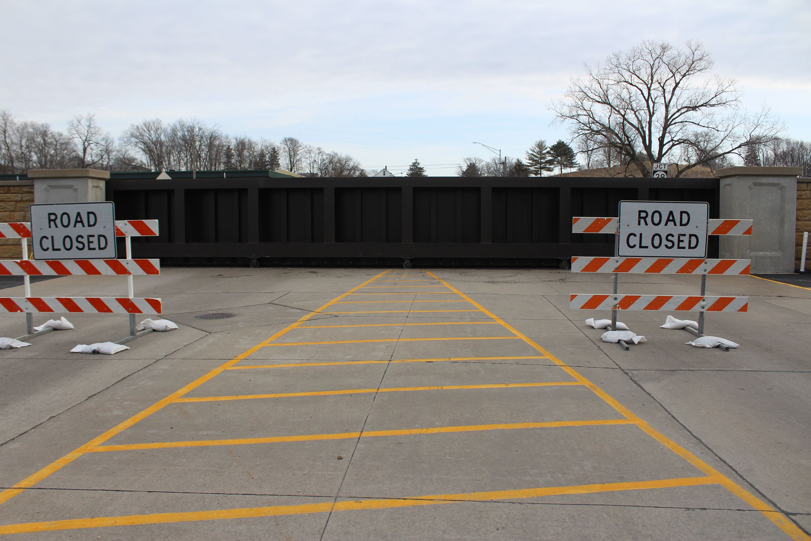 Floodgate Exercise - Road closed as wall is completed (JPG) 031523 