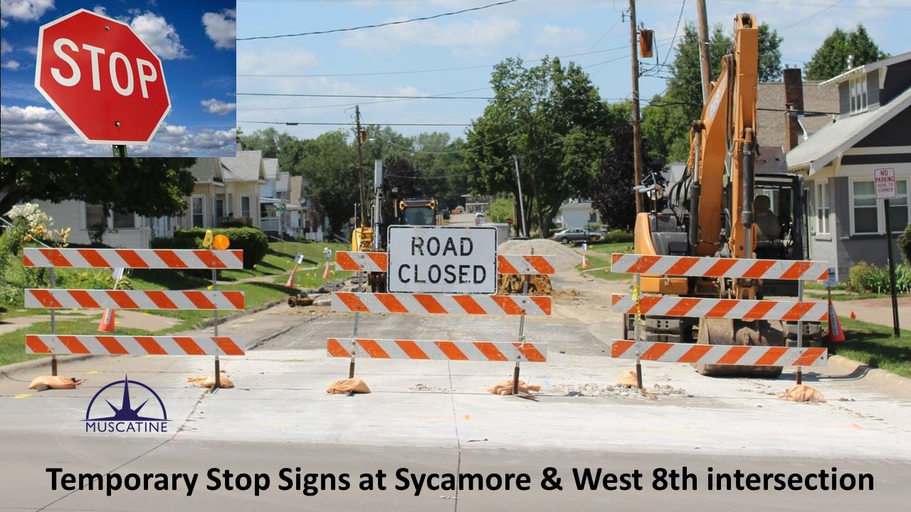 Temporary Stop Signs at Sycamore and West 8th (JPG) July 21, 2023