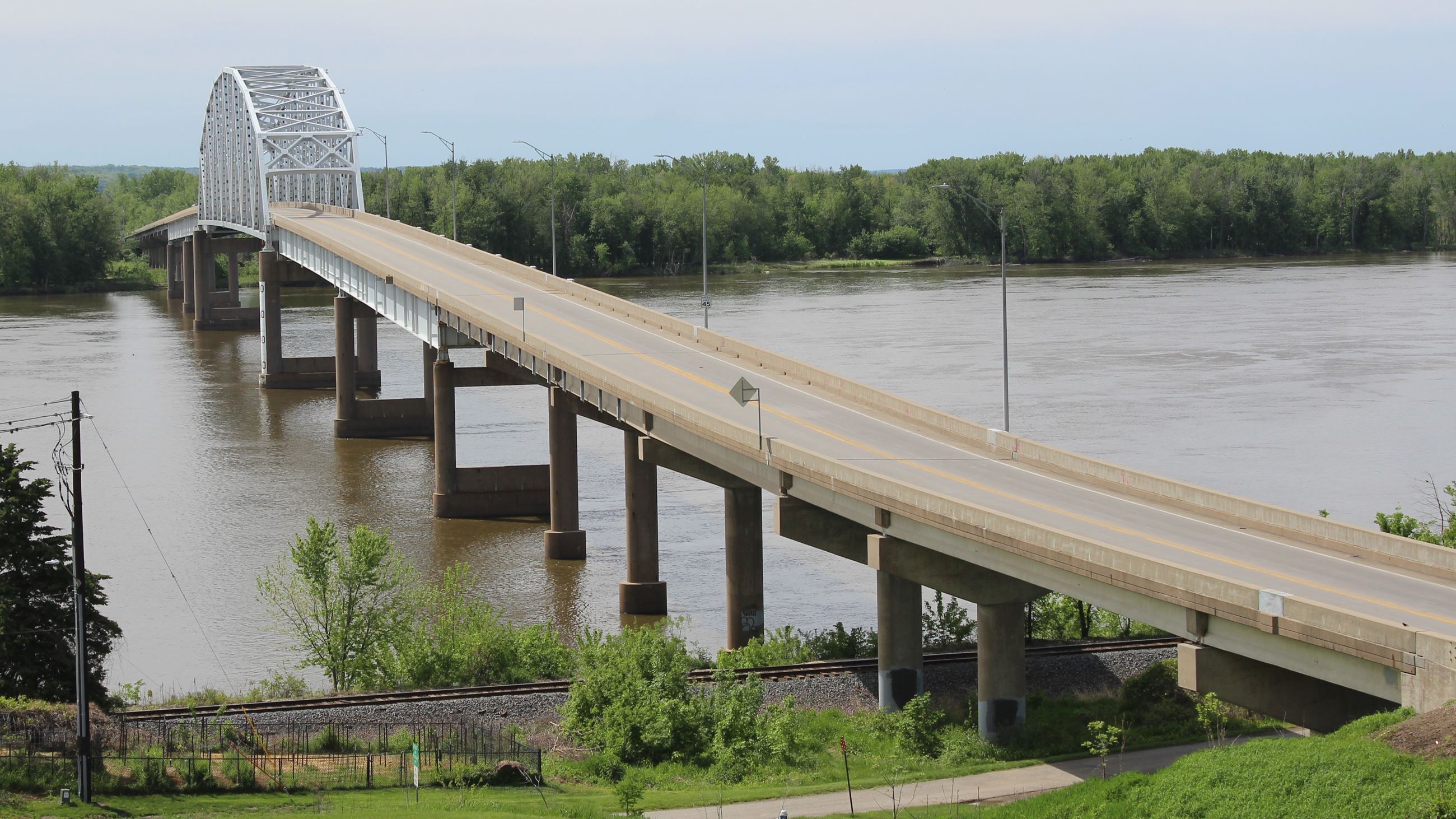 Norbert F. Beckey Bridge pictured from Twain Overlook on May 8, 2024 (JPG)