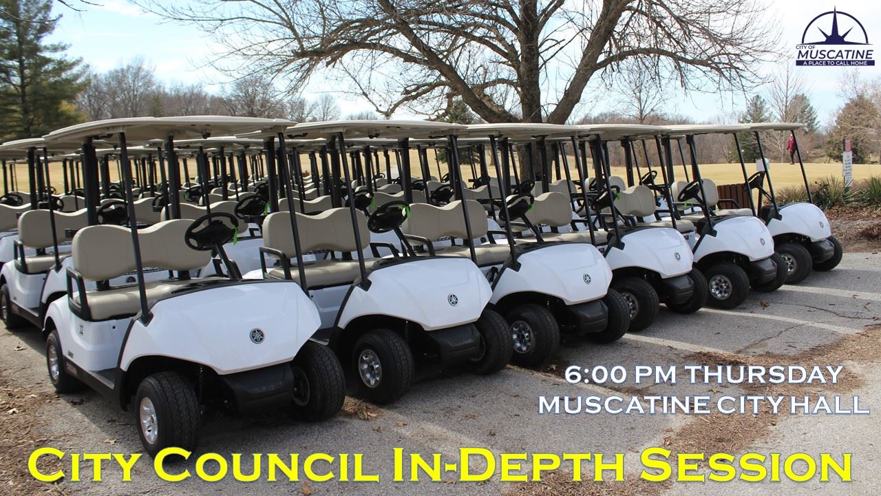 2025-03-13  Muscatine City Council Meeting Promo (JPG) showing golf carts