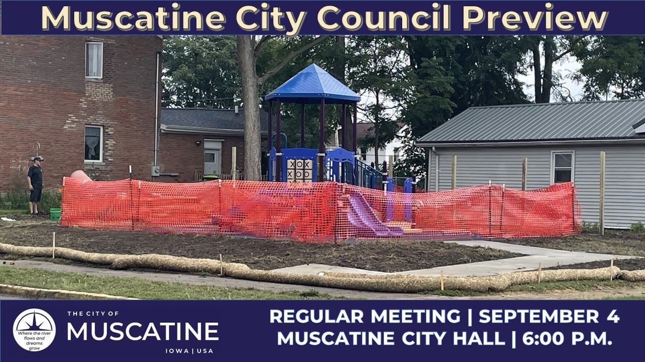 2025-09-04 Muscatine City Council Meeting Promo (JPG) showing pocket park