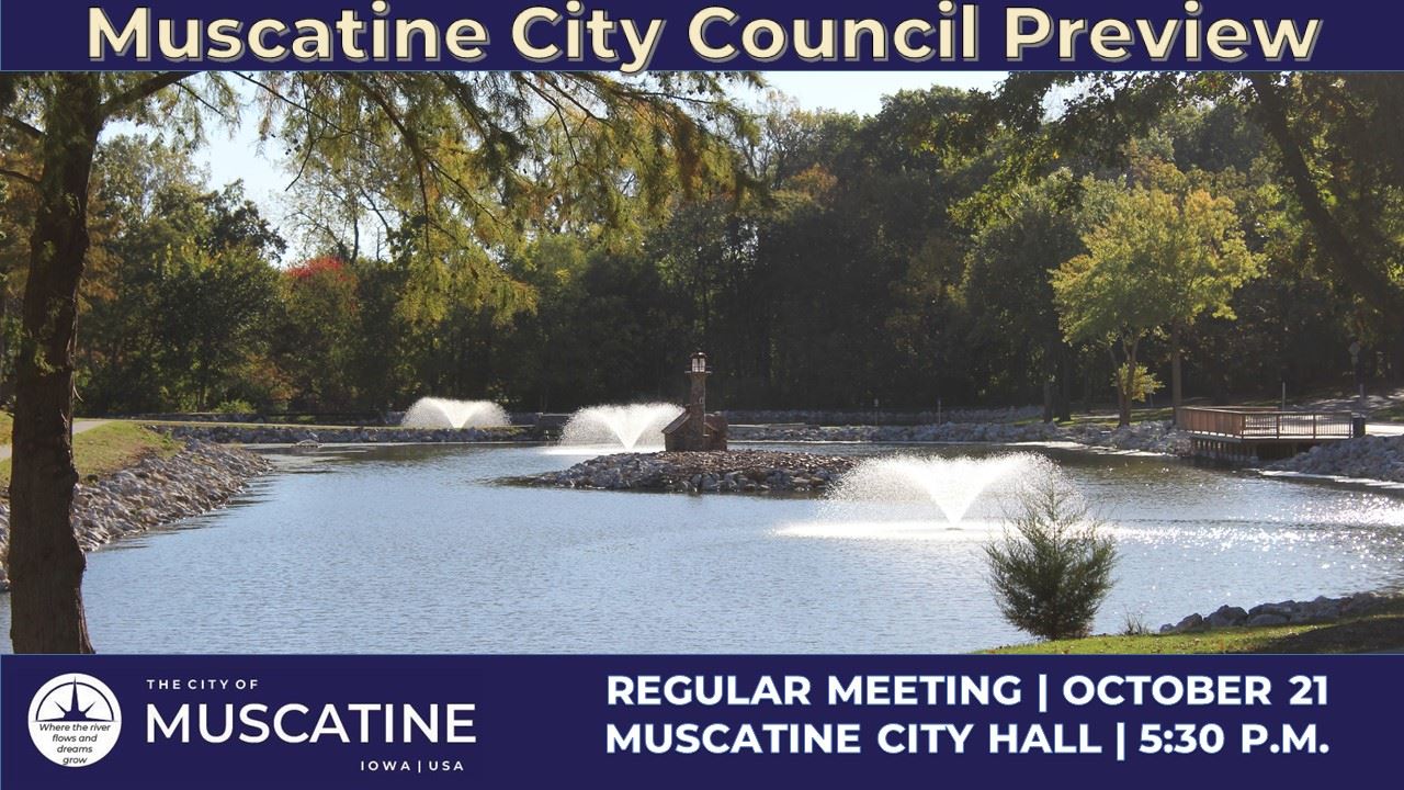 2025-10-21 Muscatine City Council Meeting (JPG) showing Weed Park lagoon fountains