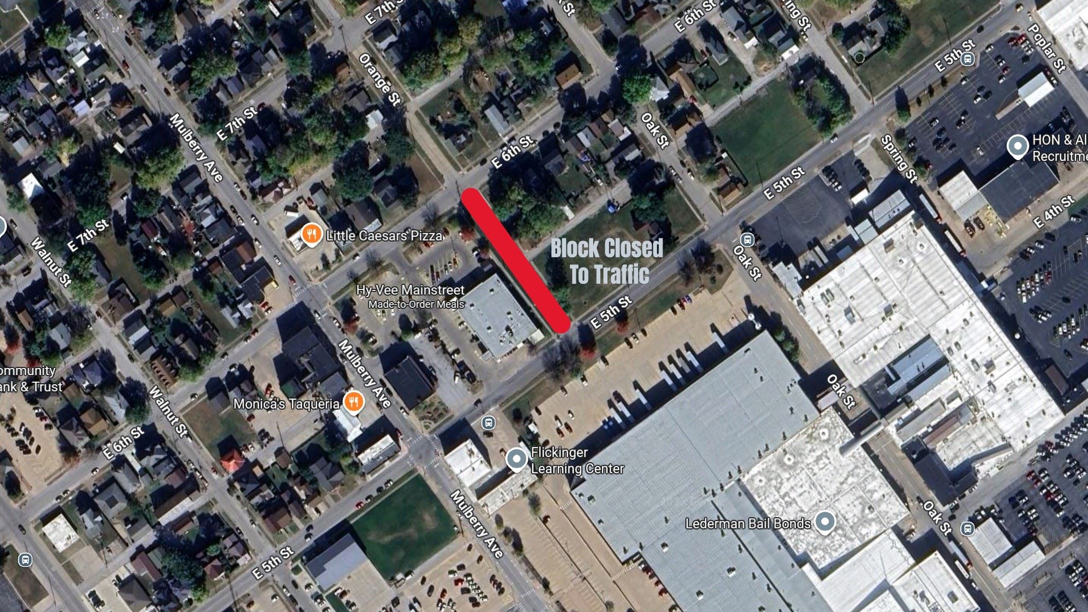 Orange Street Closed Map 103025 (JPG) showing location of closure